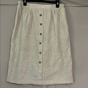 Vintage Cream Slip on Skirt with buttons down front